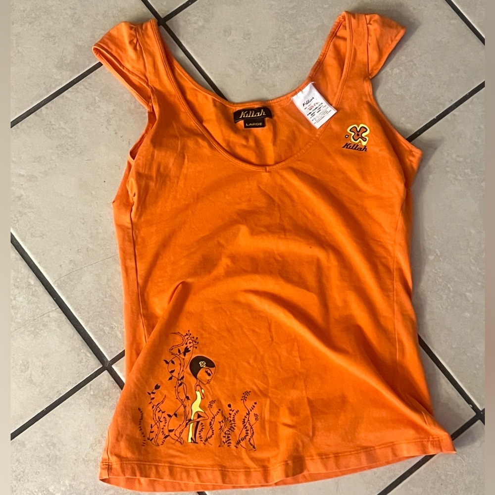Miss Sixty Orange Graphic Short Sleeve Tee y2k